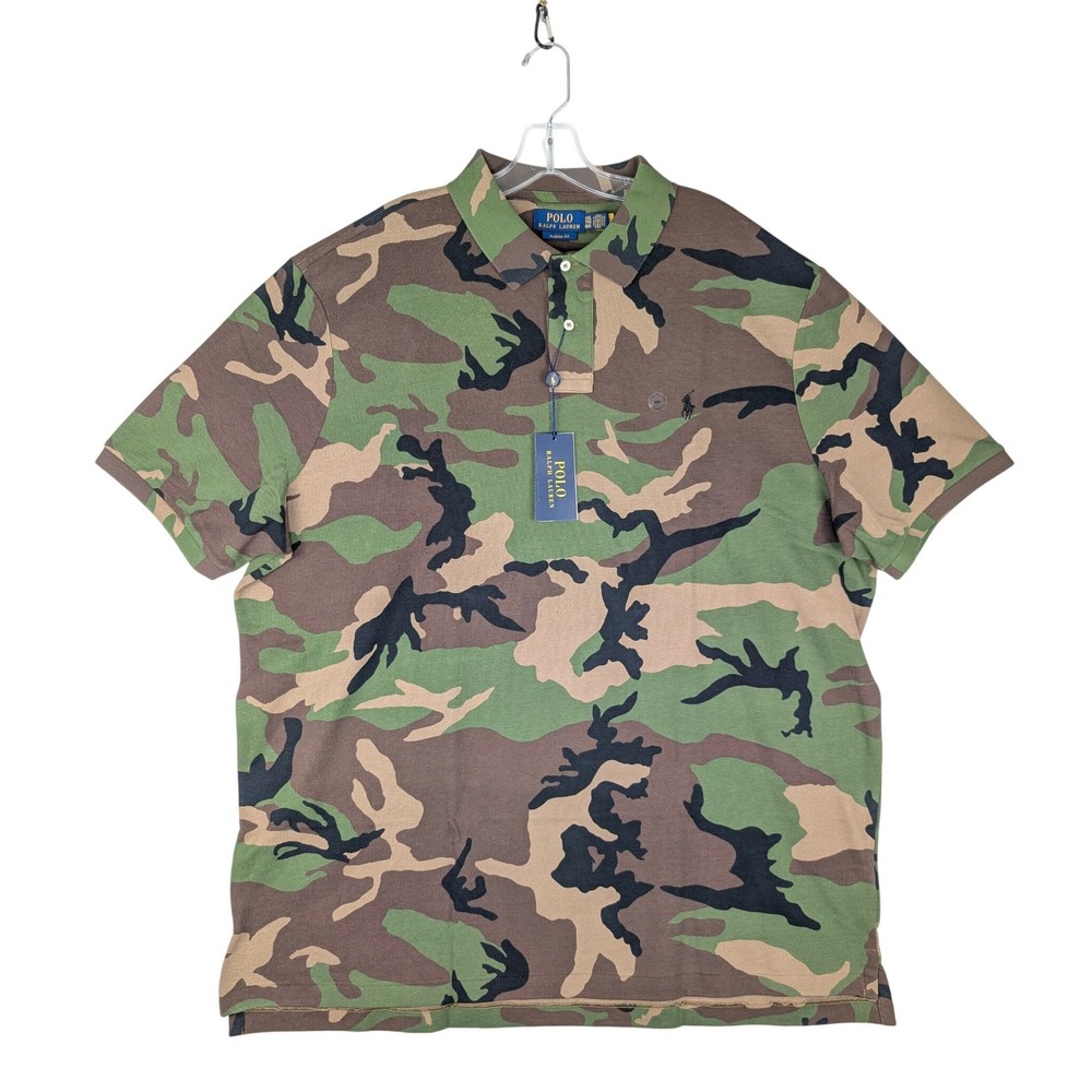 Polo Ralph Lauren Polo Shirt Mens XXL Green Camo Classic Fit NWT
